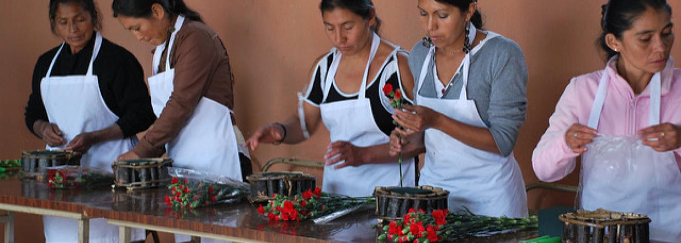 Group of Guatemalan women being taught how to create floral designs. Photo: Michelle Los Banos-Jardina, USUN Rome.