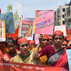 Female workers in Bangladesh rallying at a protest. Photo Credit: Musfiq Tajwar, Solidarity Center.